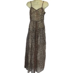 Under Skies Maxi Leopard Semi-Sheer Dress Size S